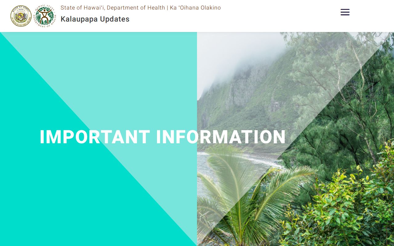 Hawaii Department of Health information about Kalawao law enforcement responsibilities